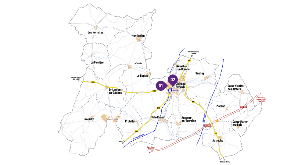 Carte des locaux industriels en Castelrenaudais