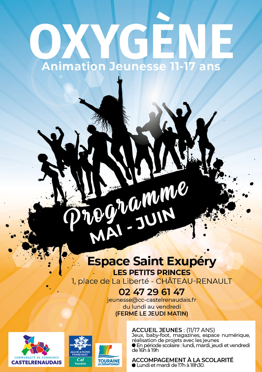 Programme de Mai et juin à l'espace Saint Exupéry de Château-Renault